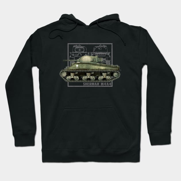 M4 Sherman Tank WW2 Legend Hoodie by Jose Luiz Filho